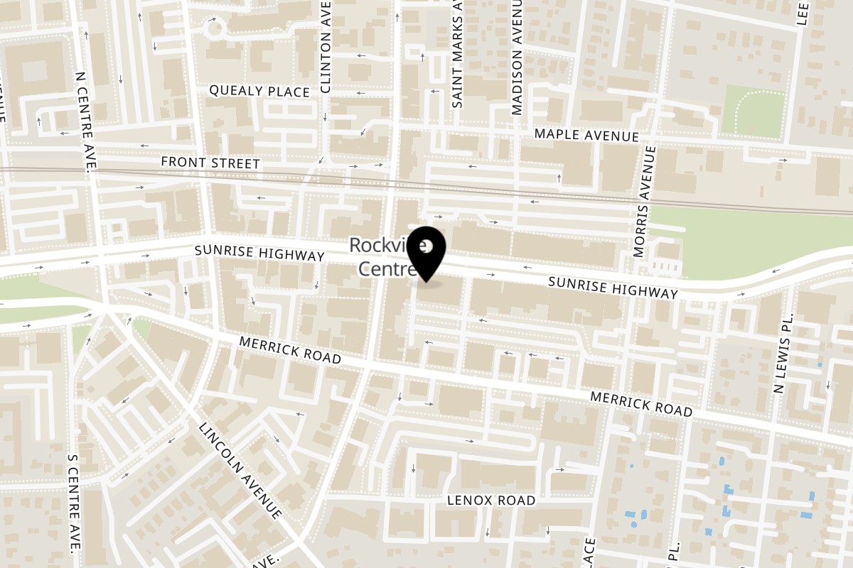 Map showing the location of Nick's on 272 Sunrise Hwy in Rockville Centre